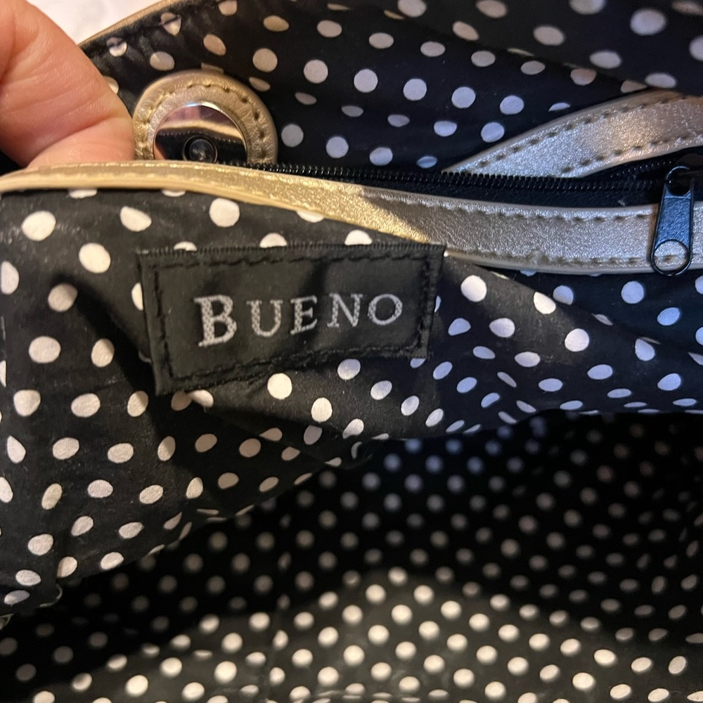 Bueno Tan Canvas & Brown Leather Satchel with Gold Hardware - Picture 5 of 10